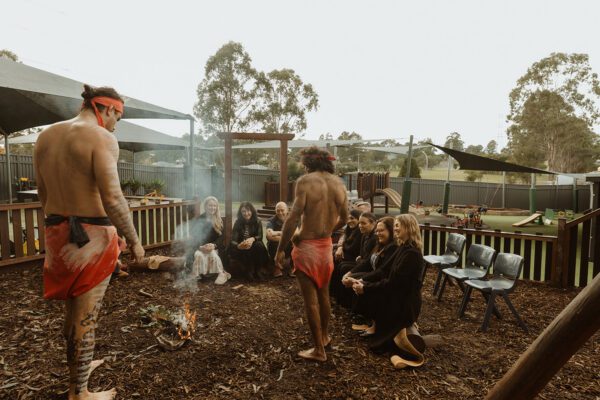 Wandana Aboriginal Education performing the smoking ceremony