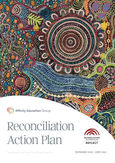 Cover of Affinity Education Group’s Reflect Reconciliation Action Plan (2025–2026).