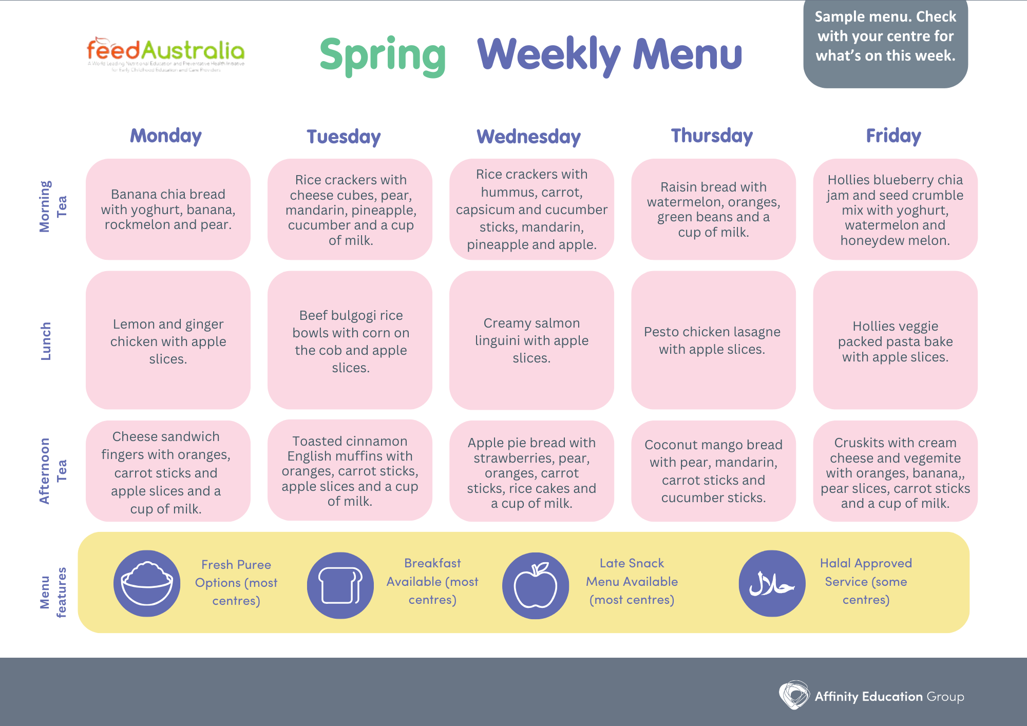 Click to download the sample Spring Menu.