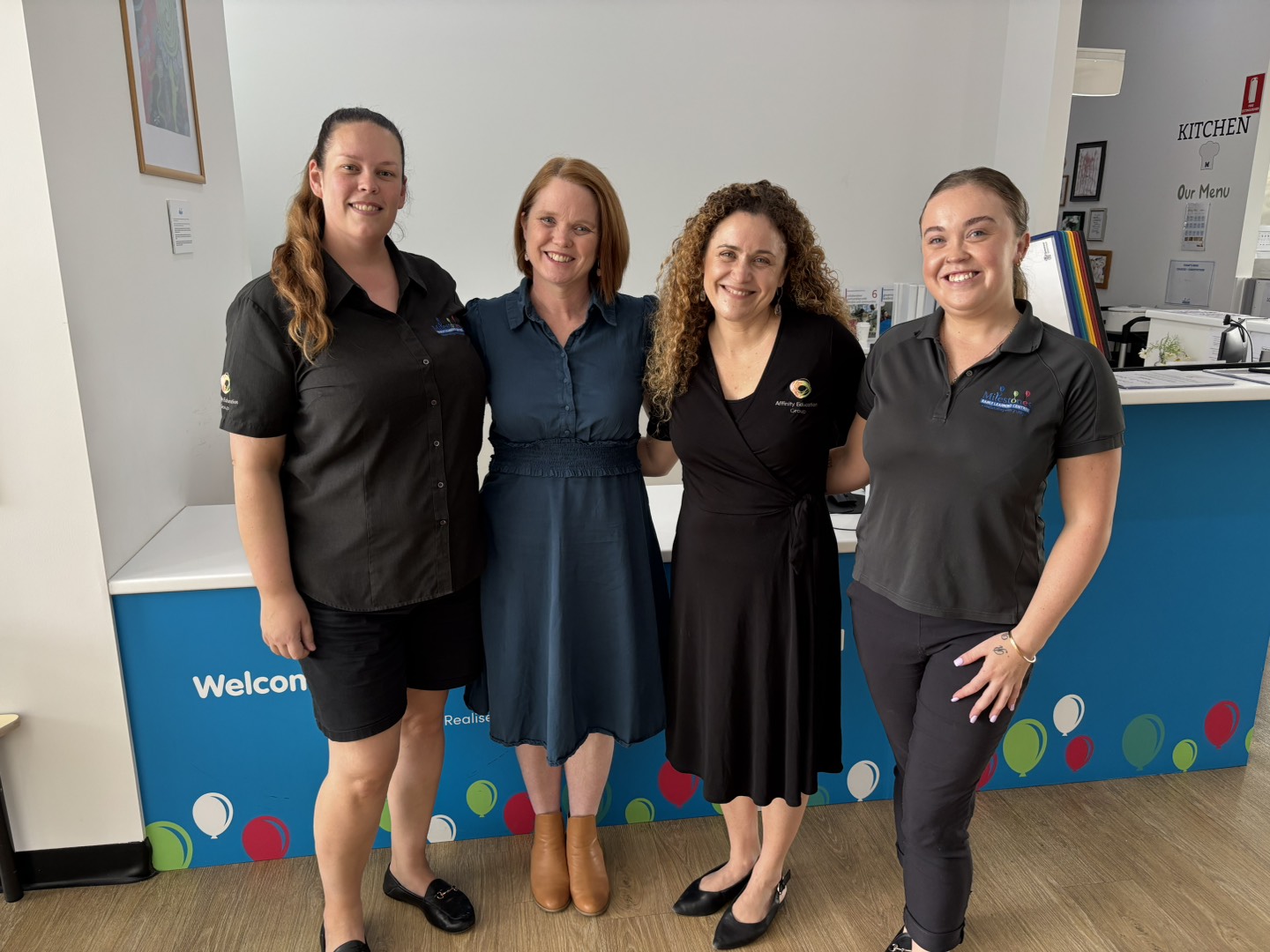 Sarah, Dr Kaylene, Carla and Izabelle Dr Kaylene, second from left, with the Affinity Education team.